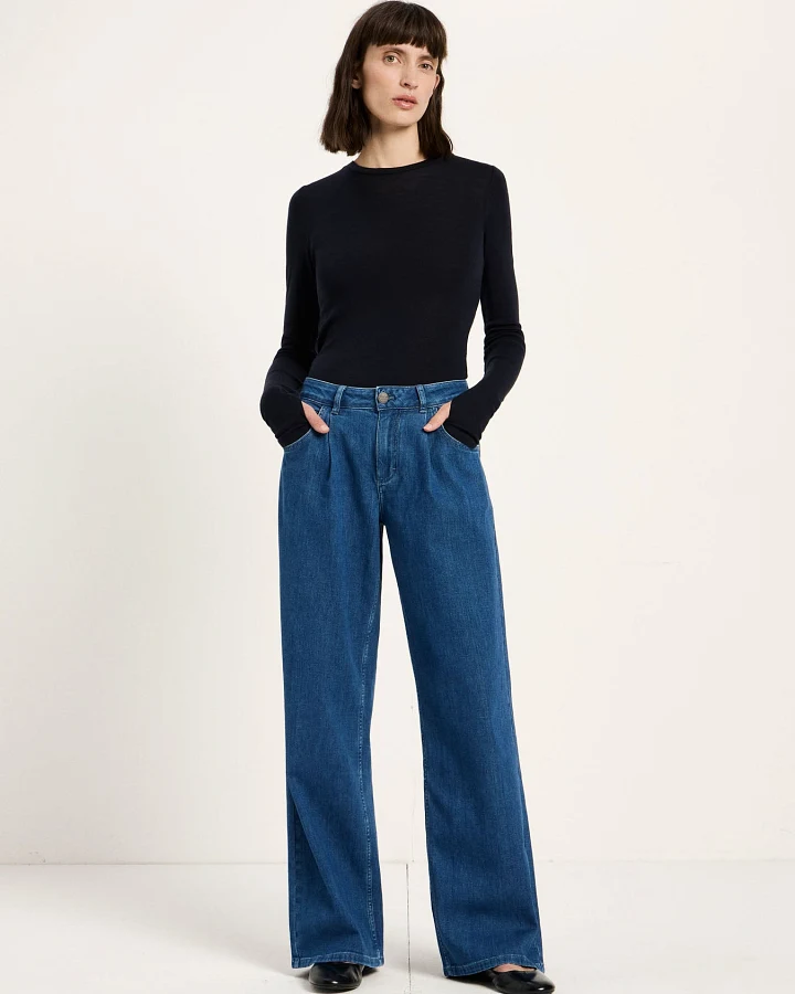 Marlenejeans mit Bundfalte (GOTS)