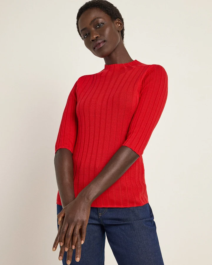 Rippenpullover Halbarm (GOTS)