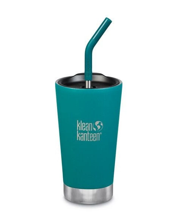 Klean Kanteen Edelstahl Trinkbecher - Tumbler 473ml, mit Trinkhalm, isoliert in frischen Farben