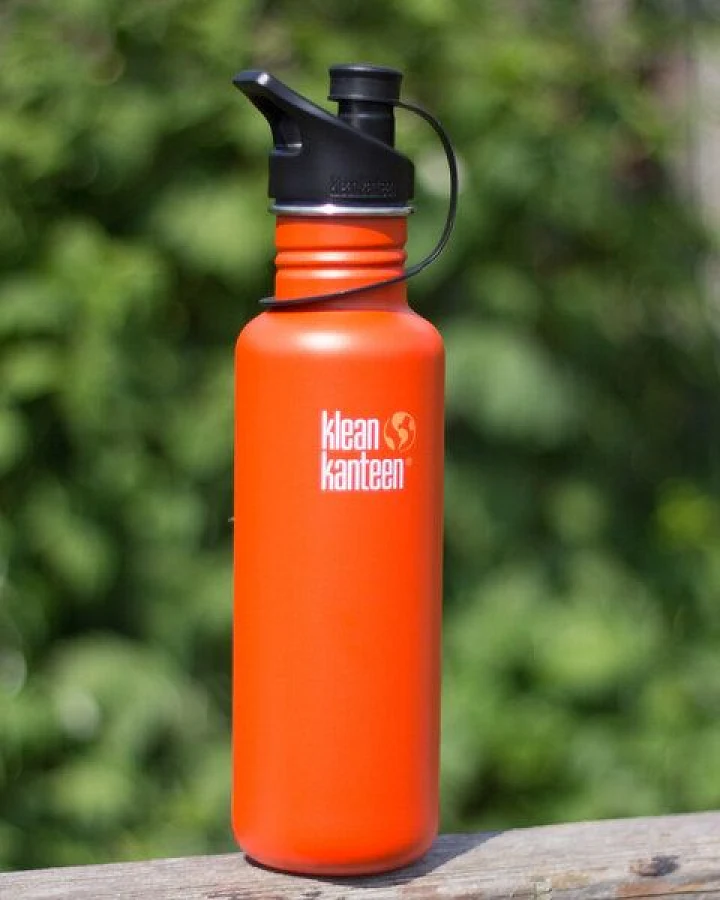 Klean Kanteen Edelstahl Trinkflasche Classic 800ml mit Sport Cap Schwarz Matt