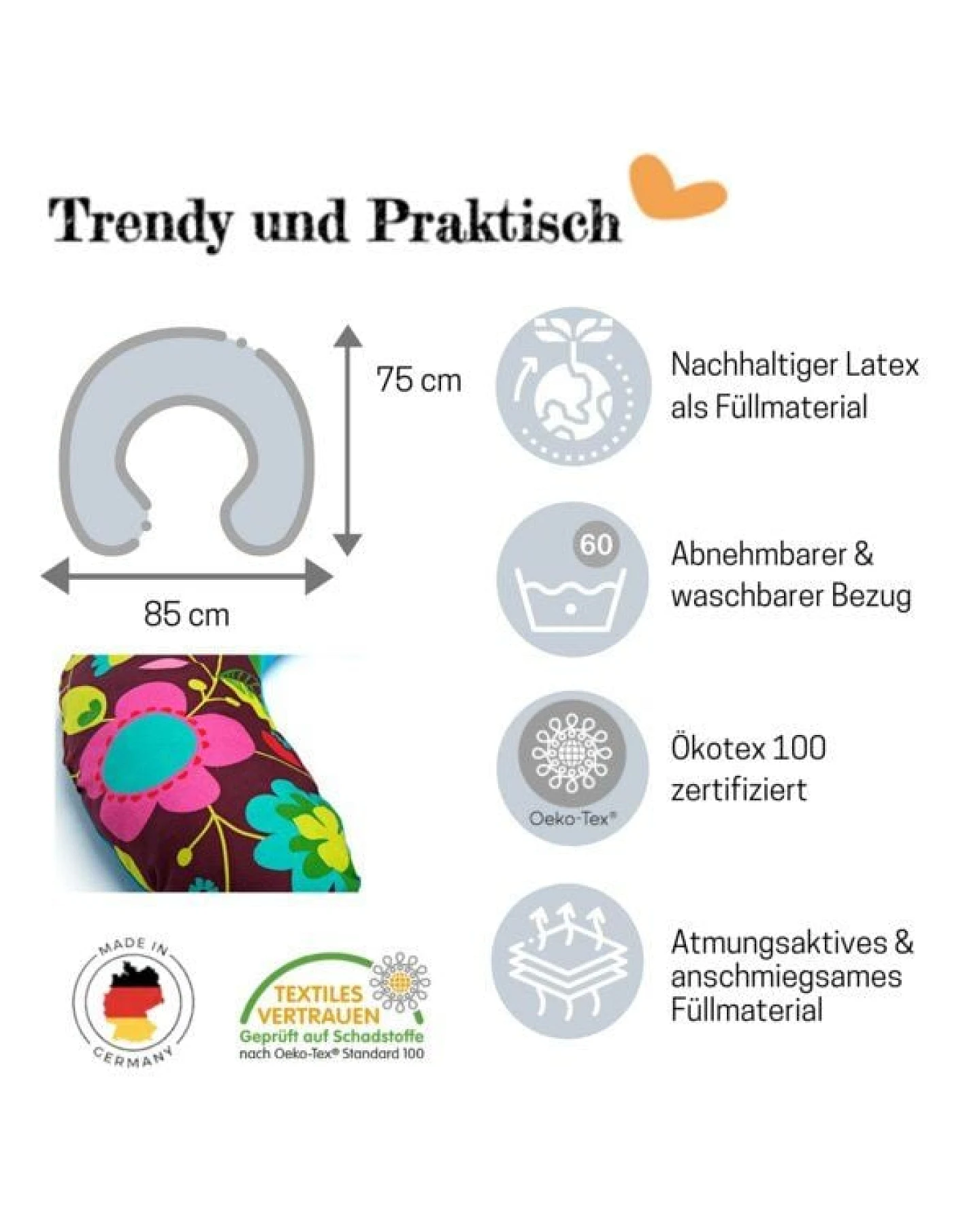 Millemarille Nackenkissen I hochwertiger Talalay Latex I atmungsaktiv I VIELE DESIGNS – Ansicht 2