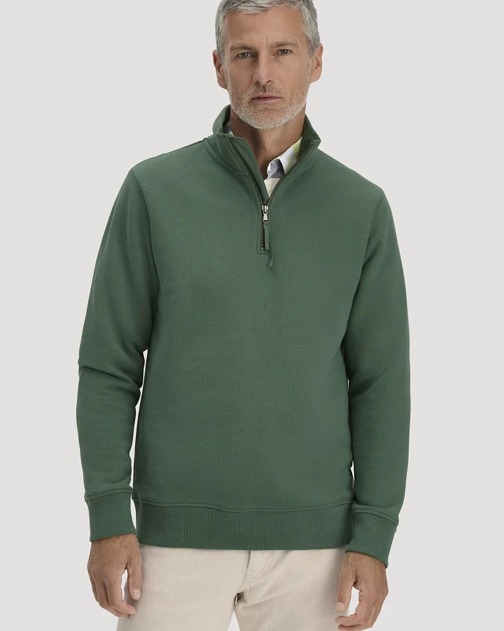 hessnatur Herren Sweat Troyer Regular BETTER RECYCLING aus Bio-Baumwolle - grün - Größe L