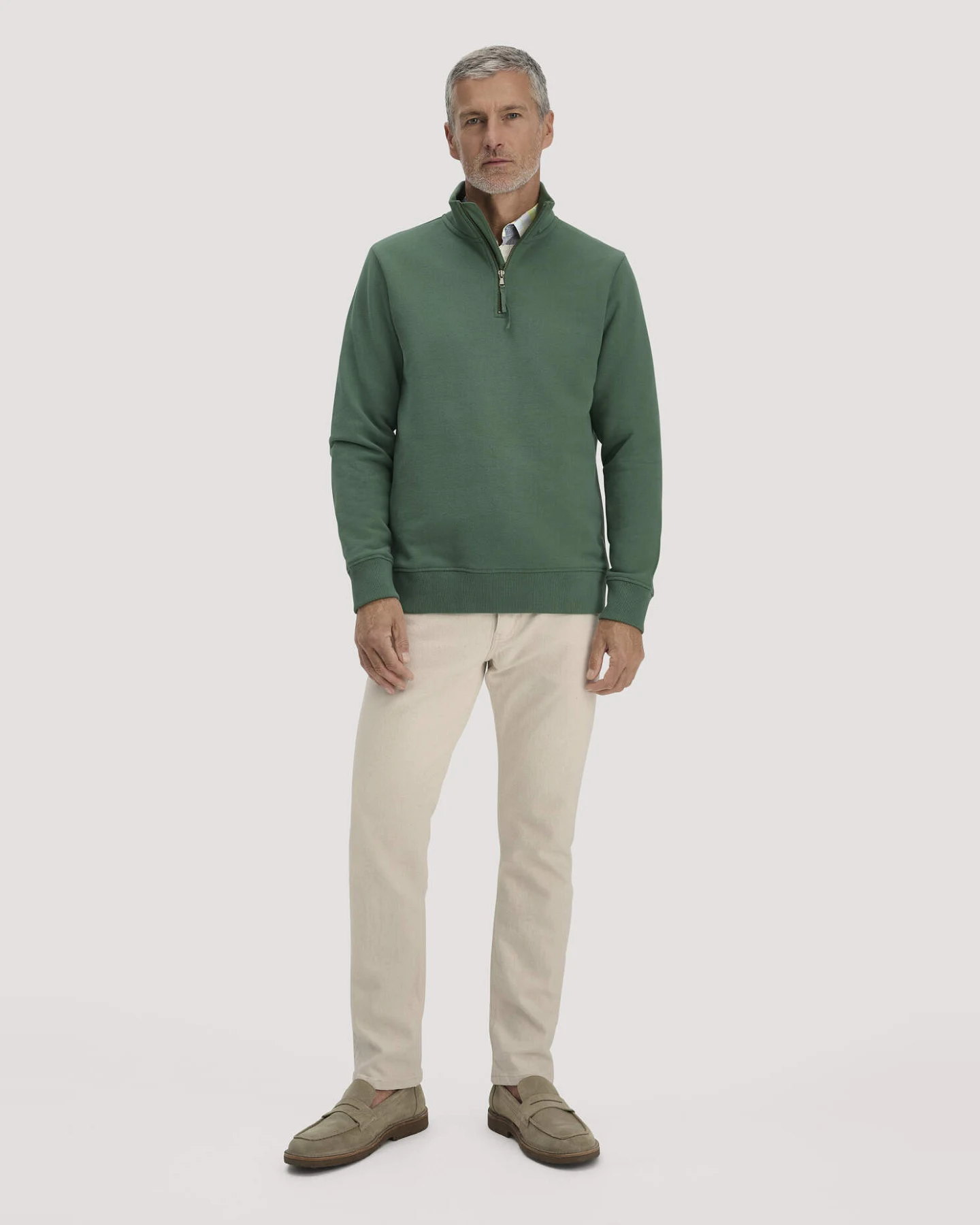 hessnatur Herren Sweat Troyer Regular BETTER RECYCLING aus Bio-Baumwolle - grün - Größe L – Ansicht 2