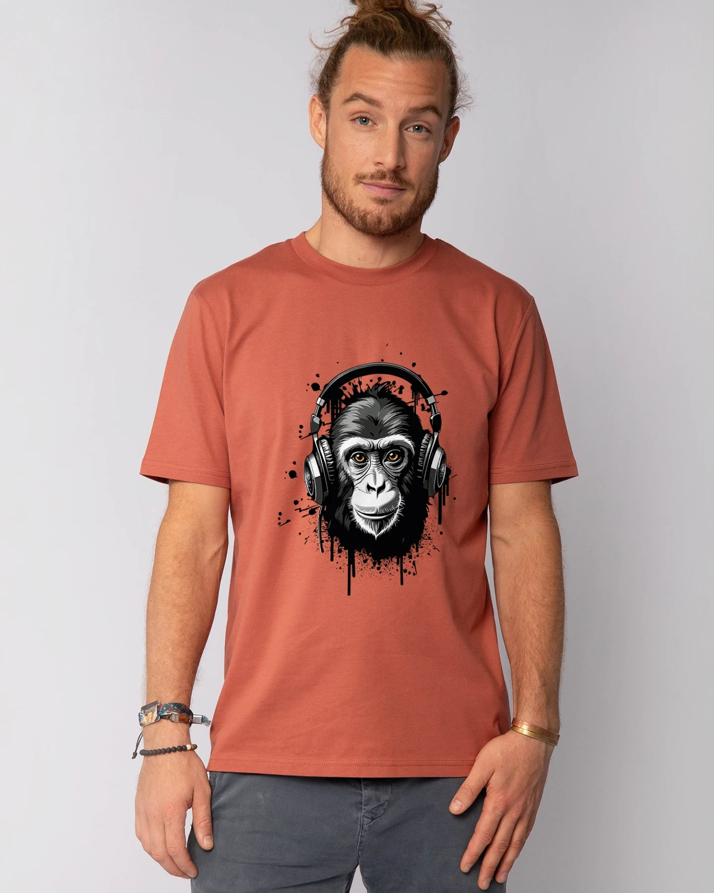 Watapparel T-Shirt Affe hört Musik – Ansicht 2