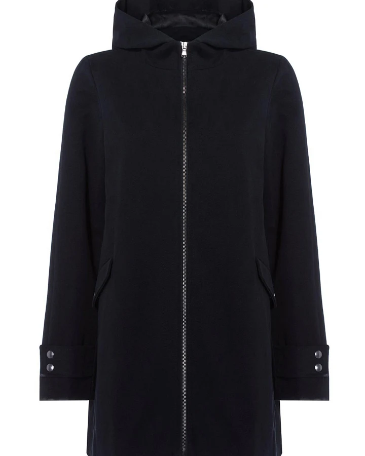 Will's Vegan Store Damen vegan Mantel Vegane Wolle Kapuze Schwarz