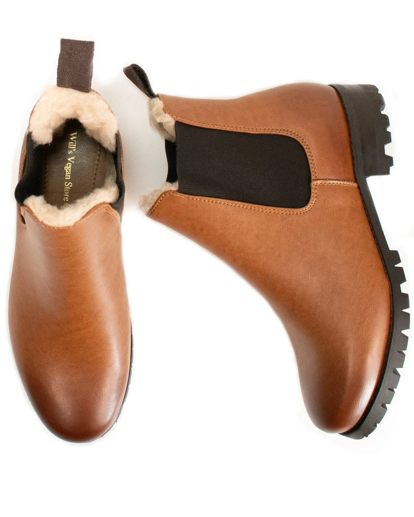 Will's Vegan Store Damen vegan Chelsea Boots Damen Luxe Isoliert Braun – Ansicht 2