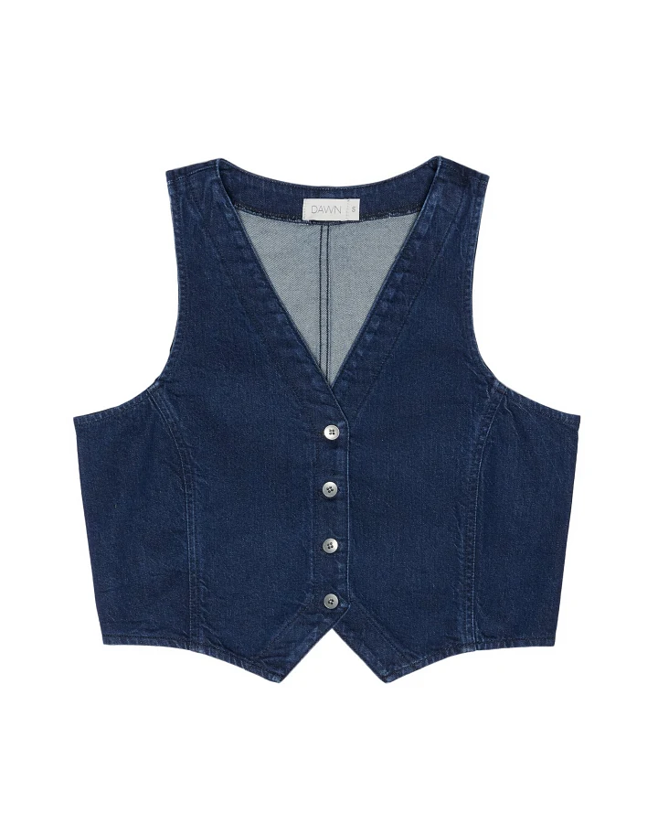 Dawn Damen vegan Astra - Denim Vest - Dark Blue