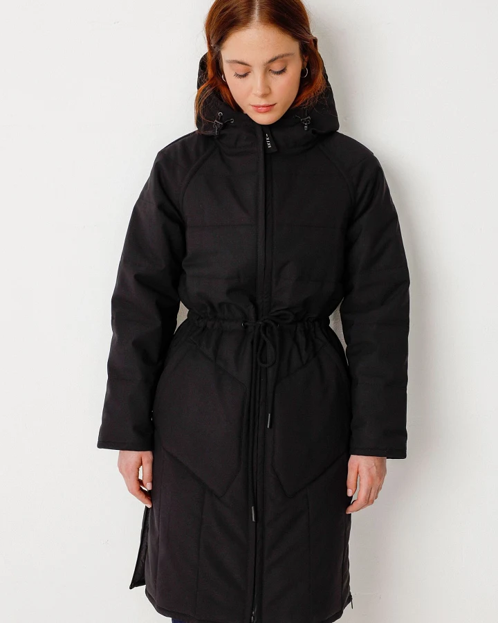 SKFK Damen vegan Mantel Terese Schwarz