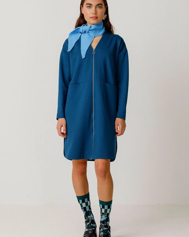 SKFK Damen vegan Kleid Agara Blau