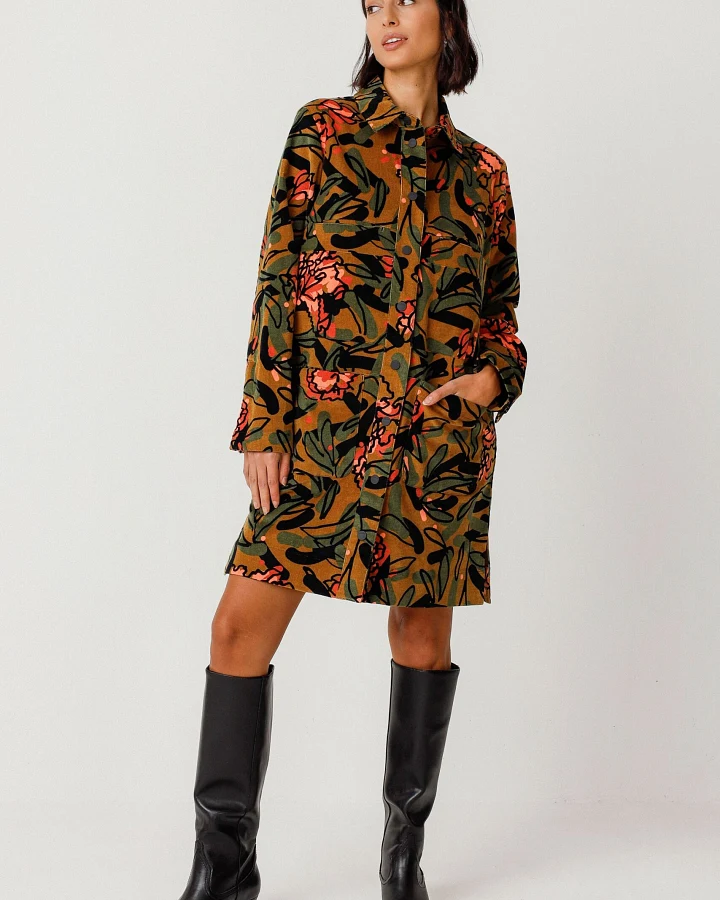 SKFK Damen vegan Hemdkleid Gaila Mehrfarbig