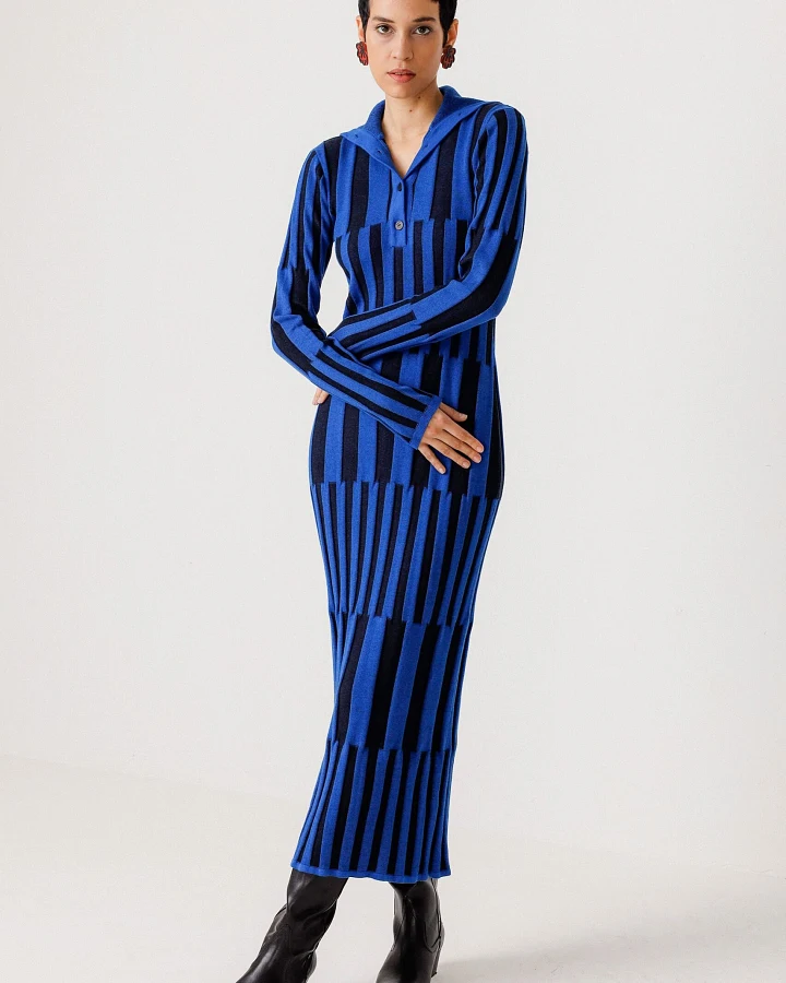 SKFK Damen vegan Kleid Jare Blau