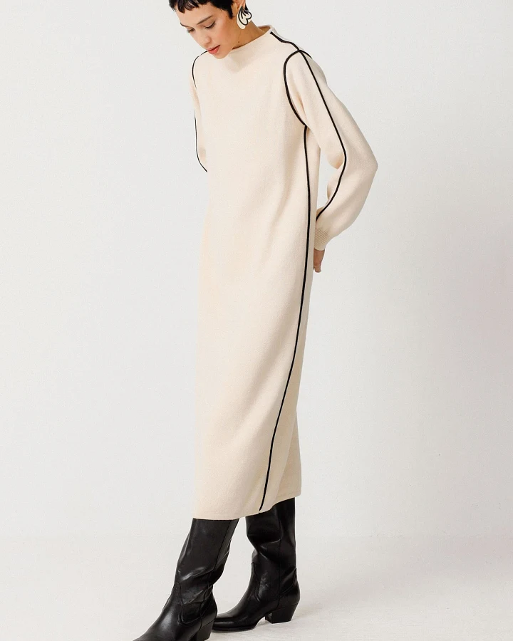 SKFK Damen vegan Kleid Leda Beige