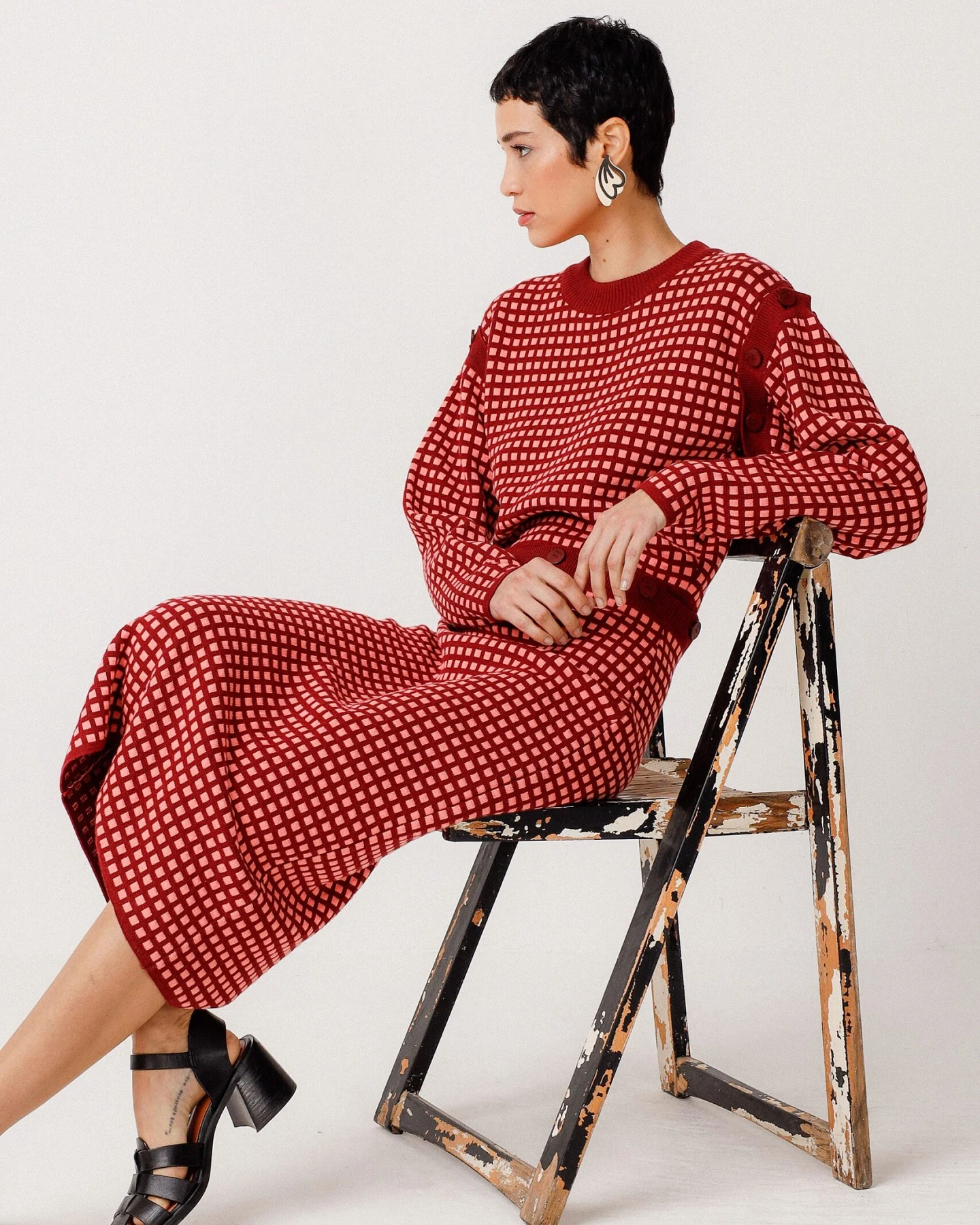 SKFK Damen vegan Kleid Abnehmbare Ärmel Lakora Rot – Ansicht 2
