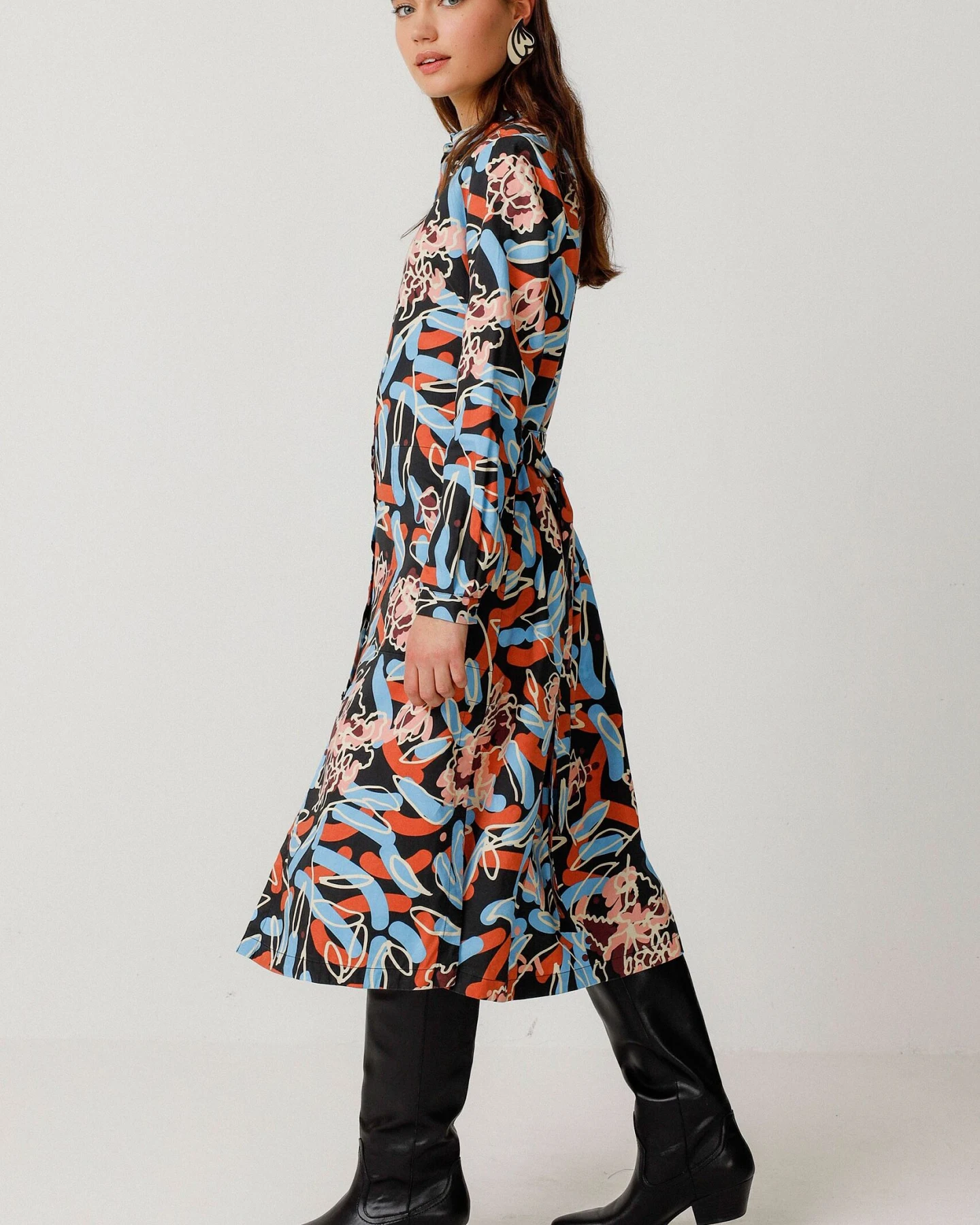 SKFK Damen vegan Hemdkleid Ibane Mehrfarbig – Ansicht 2