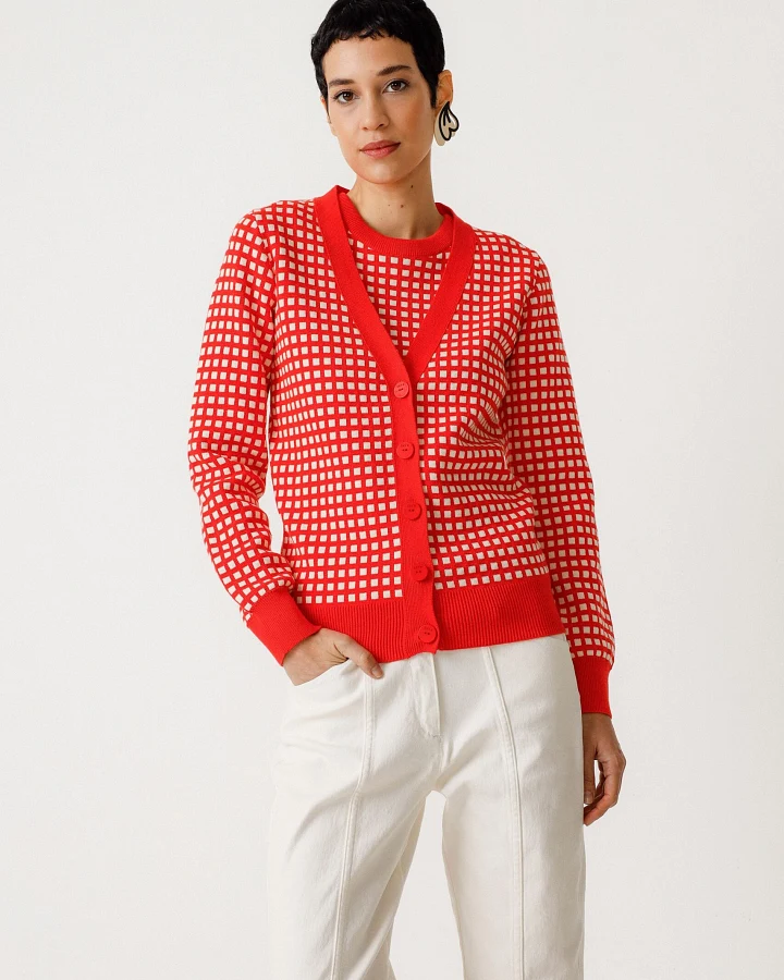 SKFK Damen vegan Strickjacke Alize Rot