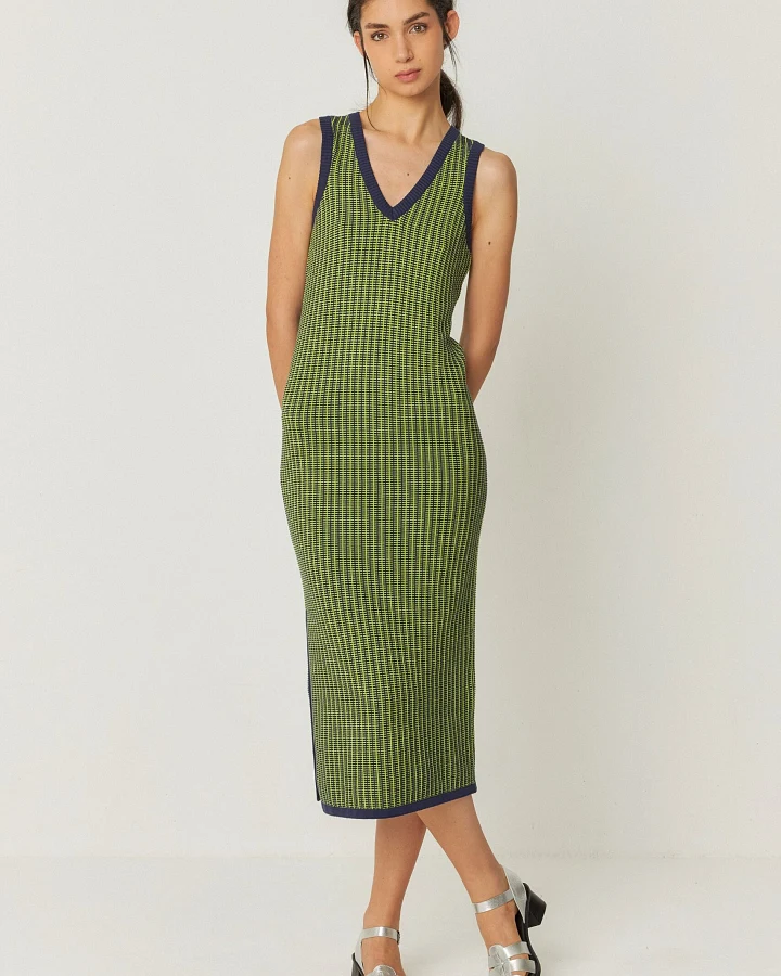 SKFK Damen vegan Kleid Ihara Trägerlos Grün