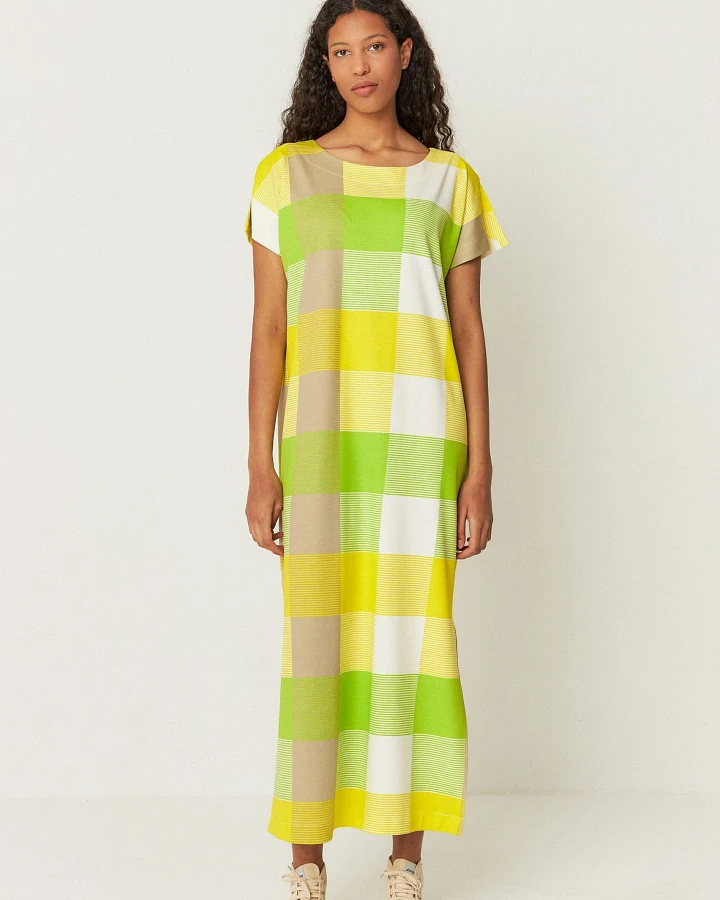 SKFK Damen vegan Kleid Iris Gelb/Grün