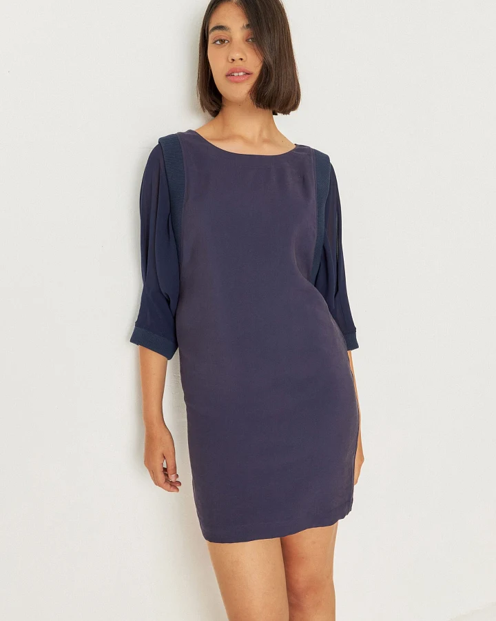 SKFK Damen vegan Kleid Adaie Marineblau