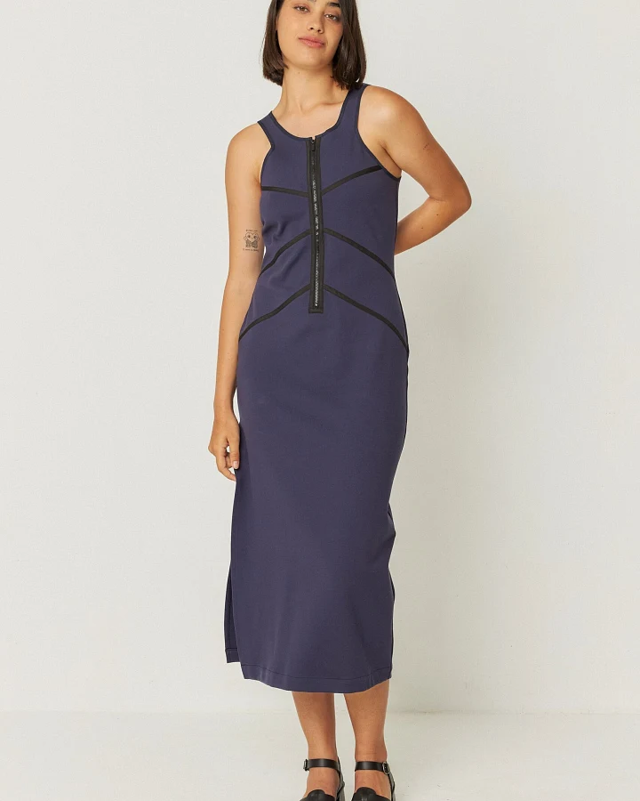 SKFK Damen vegan Kleid Dei Marineblau