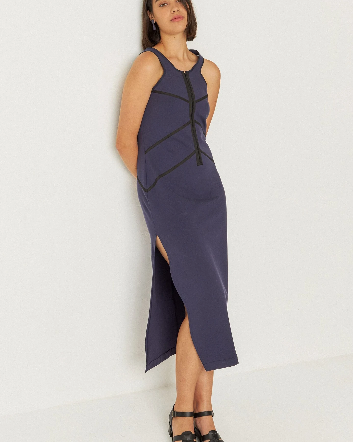 SKFK Damen vegan Kleid Dei Marineblau – Ansicht 2
