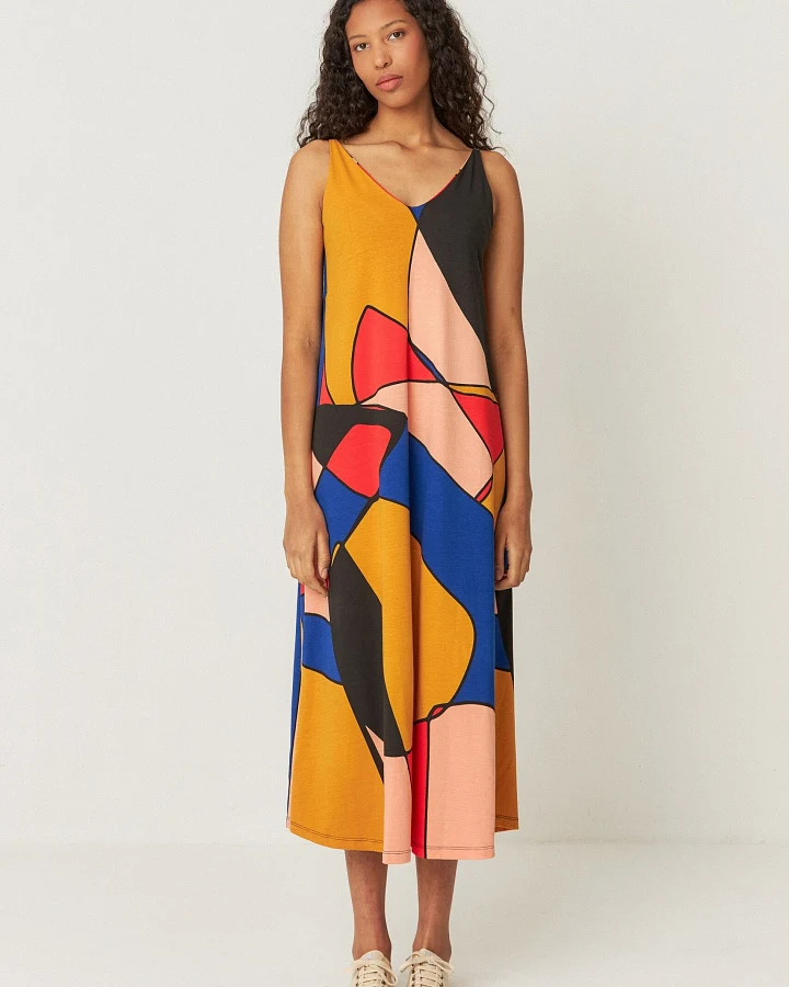 SKFK Damen vegan Kleid Martina Mehrfarbig