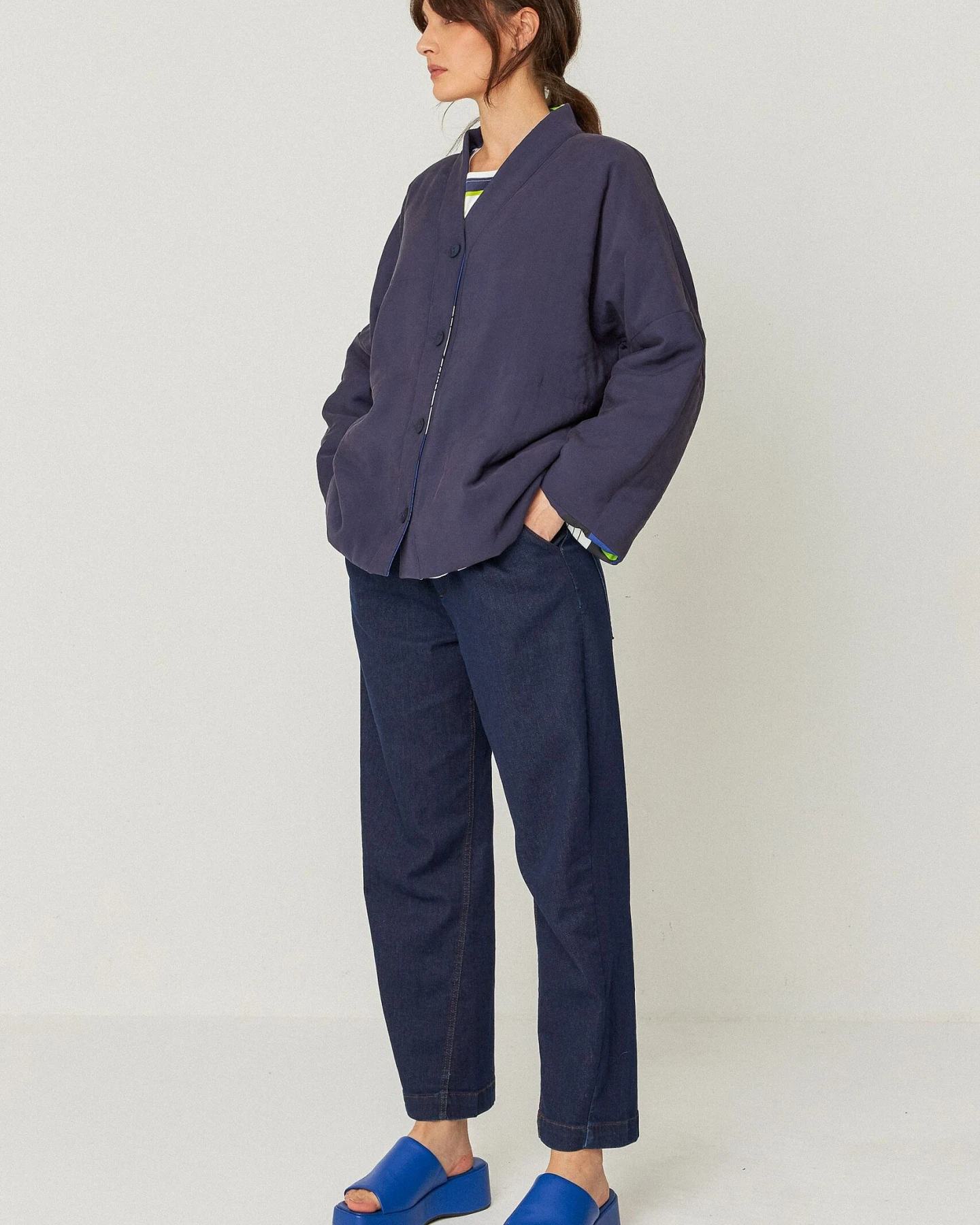 SKFK Damen vegan Jacke Reversible Alana Marineblau – Ansicht 2