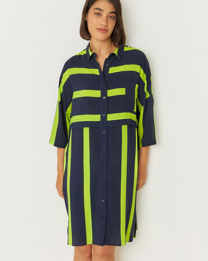 SKFK Damen vegan Hemdkleid Lisabe Marineblau