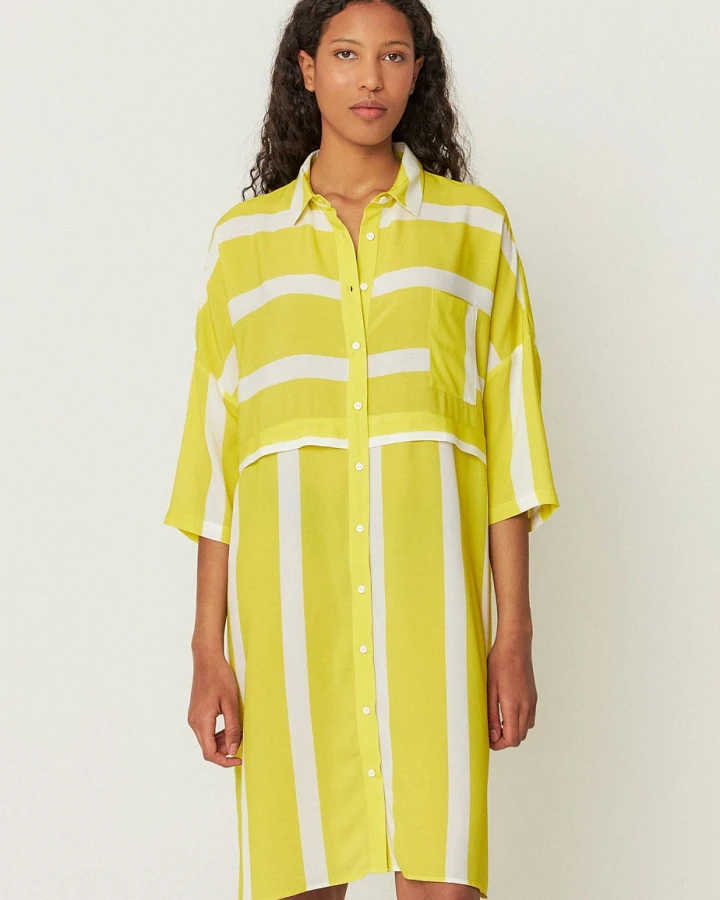 SKFK Damen vegan Hemdkleid Lisabe Gelb