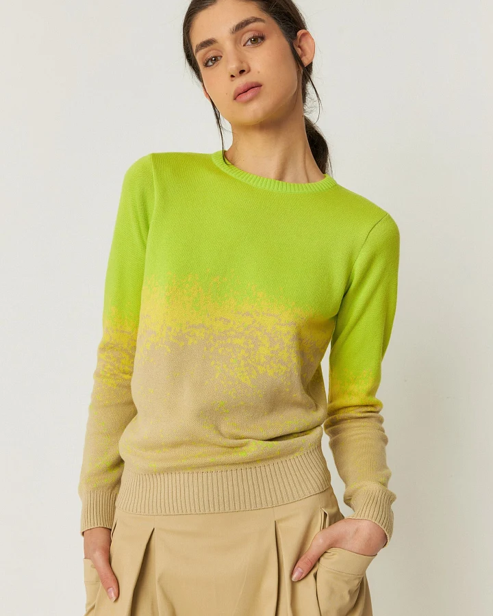 SKFK Damen vegan Pullover Iradi Grün/Beige