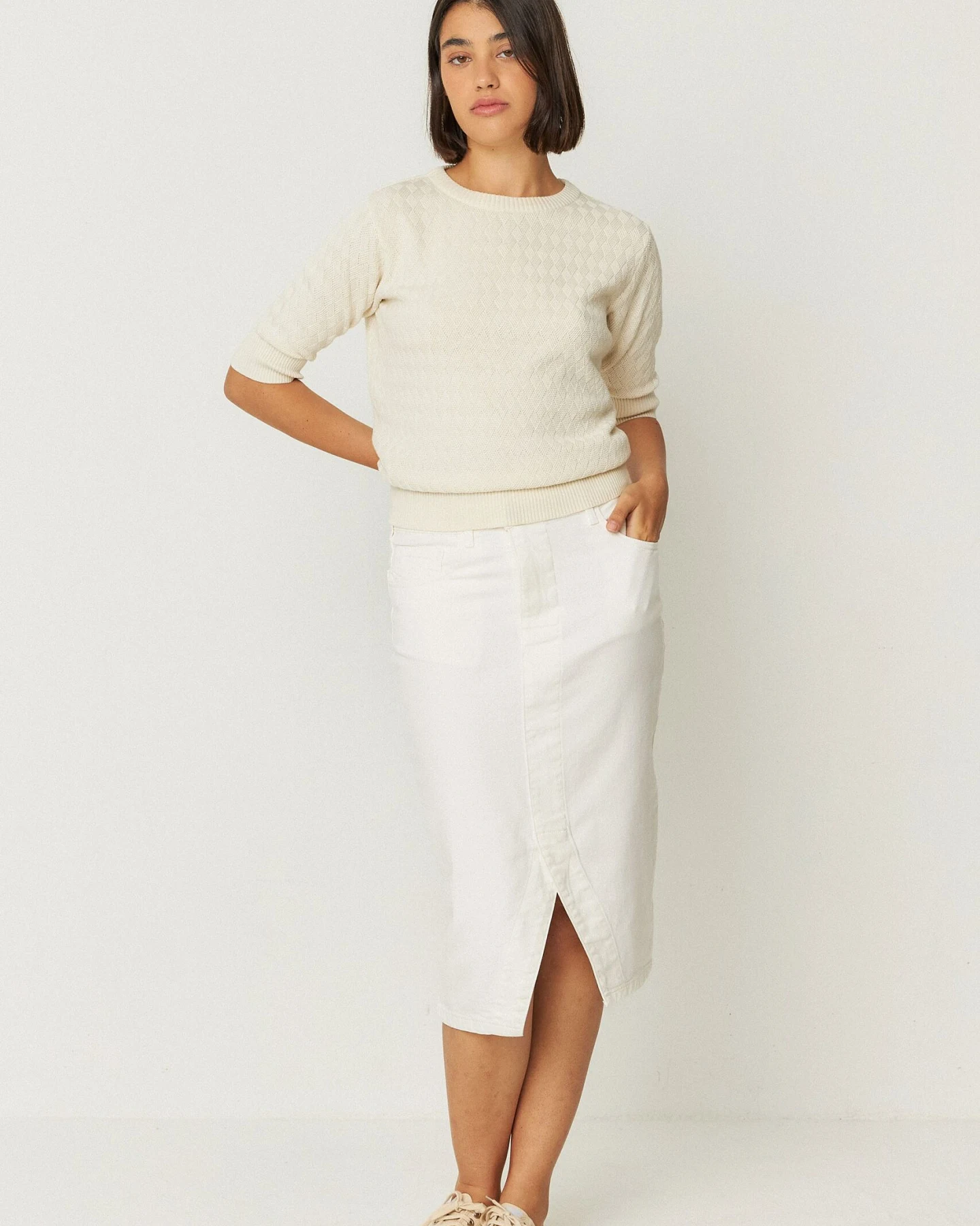 SKFK Damen vegan Pullover Muike Beige – Ansicht 2