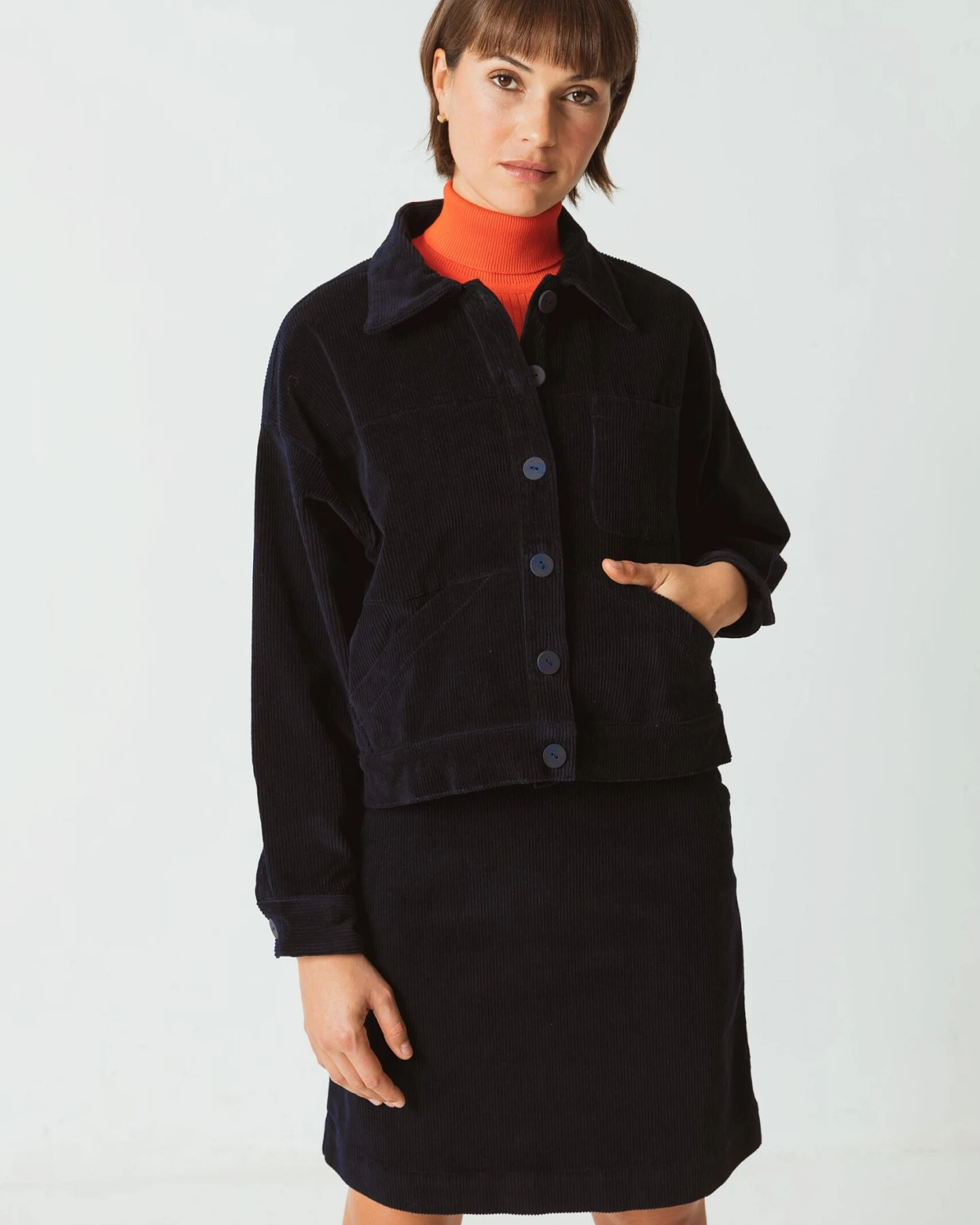 SKFK Damen vegan Jacke Zohargi Marineblau – Ansicht 2