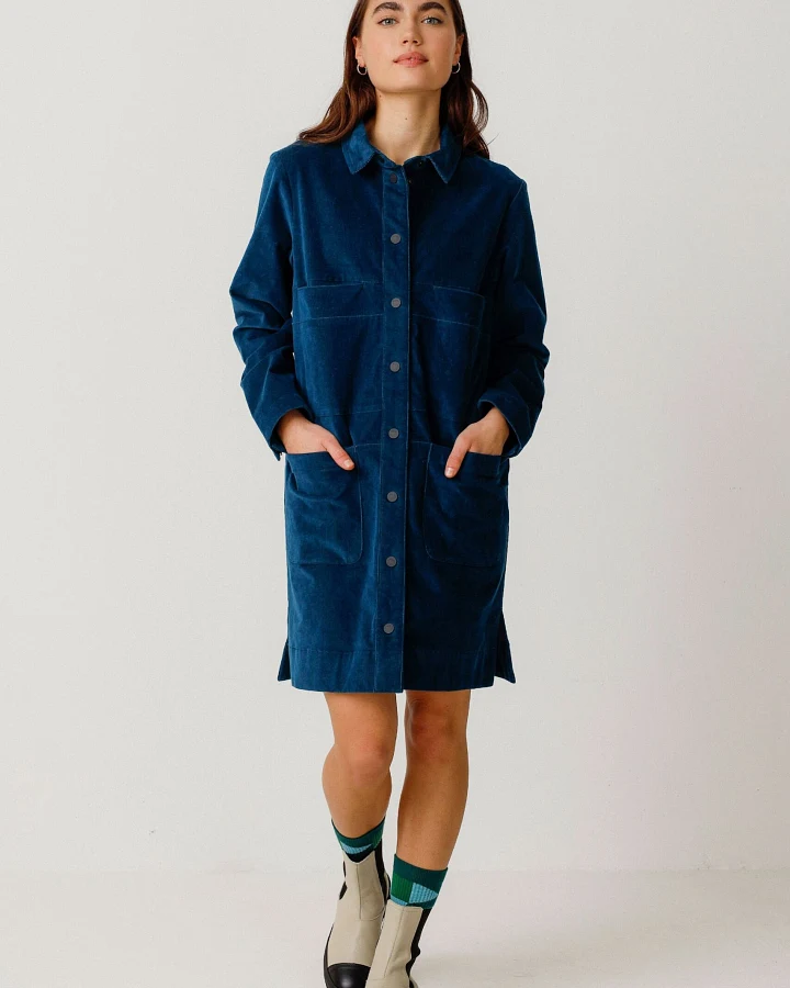 SKFK Damen vegan Hemdkleid Gaila Blau