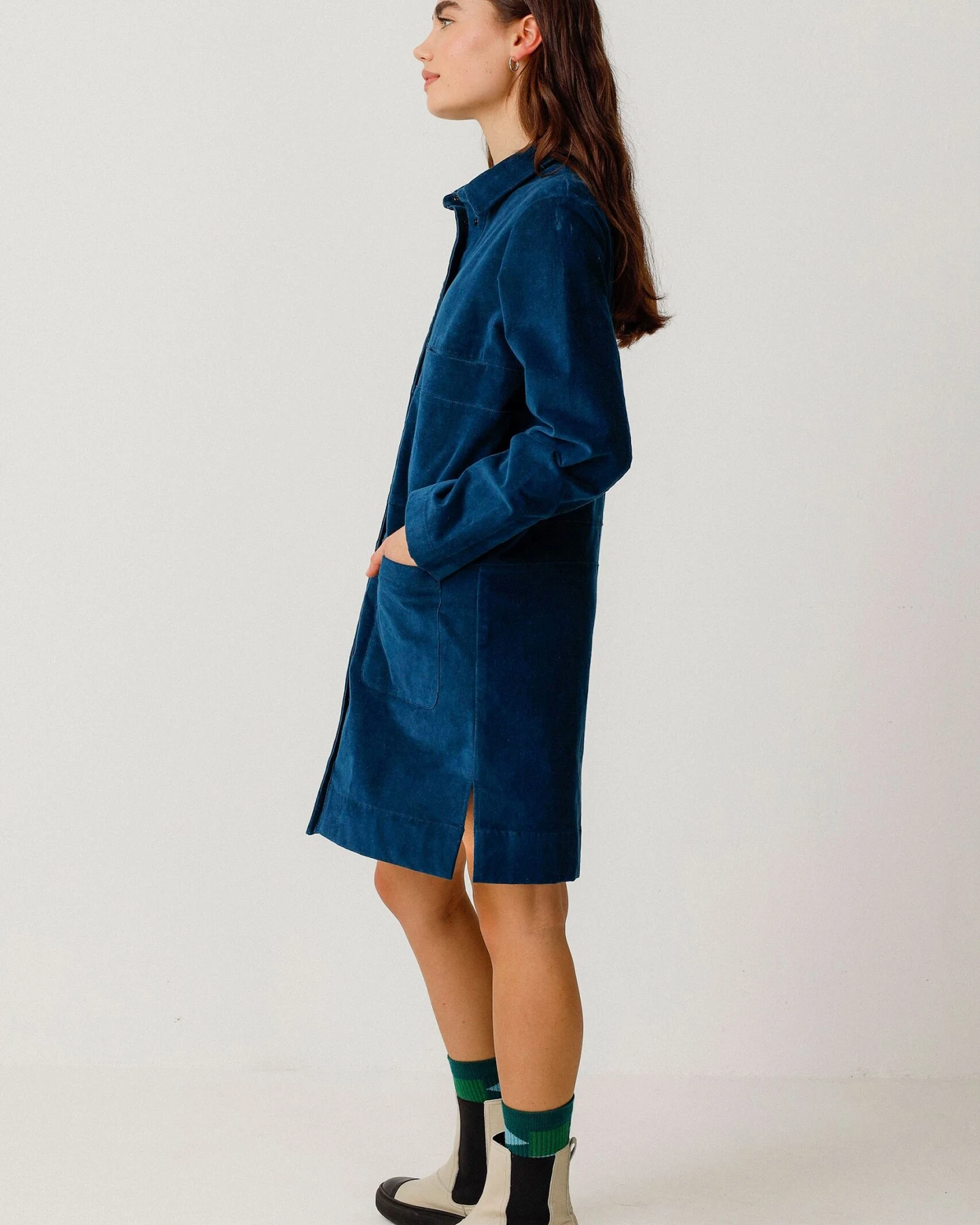 SKFK Damen vegan Hemdkleid Gaila Blau – Ansicht 2