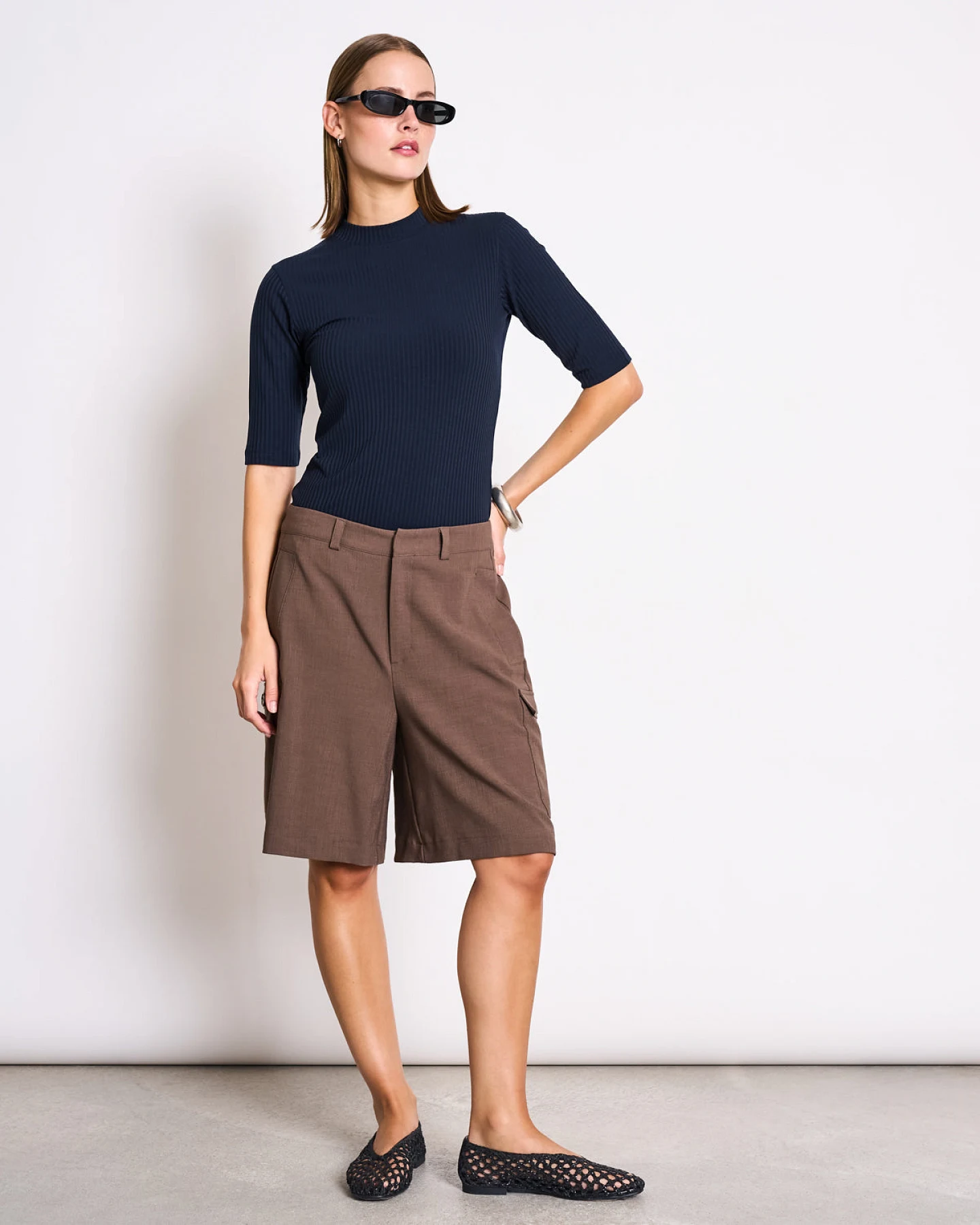 JAN 'N JUNE Damen vegan T-Shirt Rippe Nina Nightfall Blau – Ansicht 2