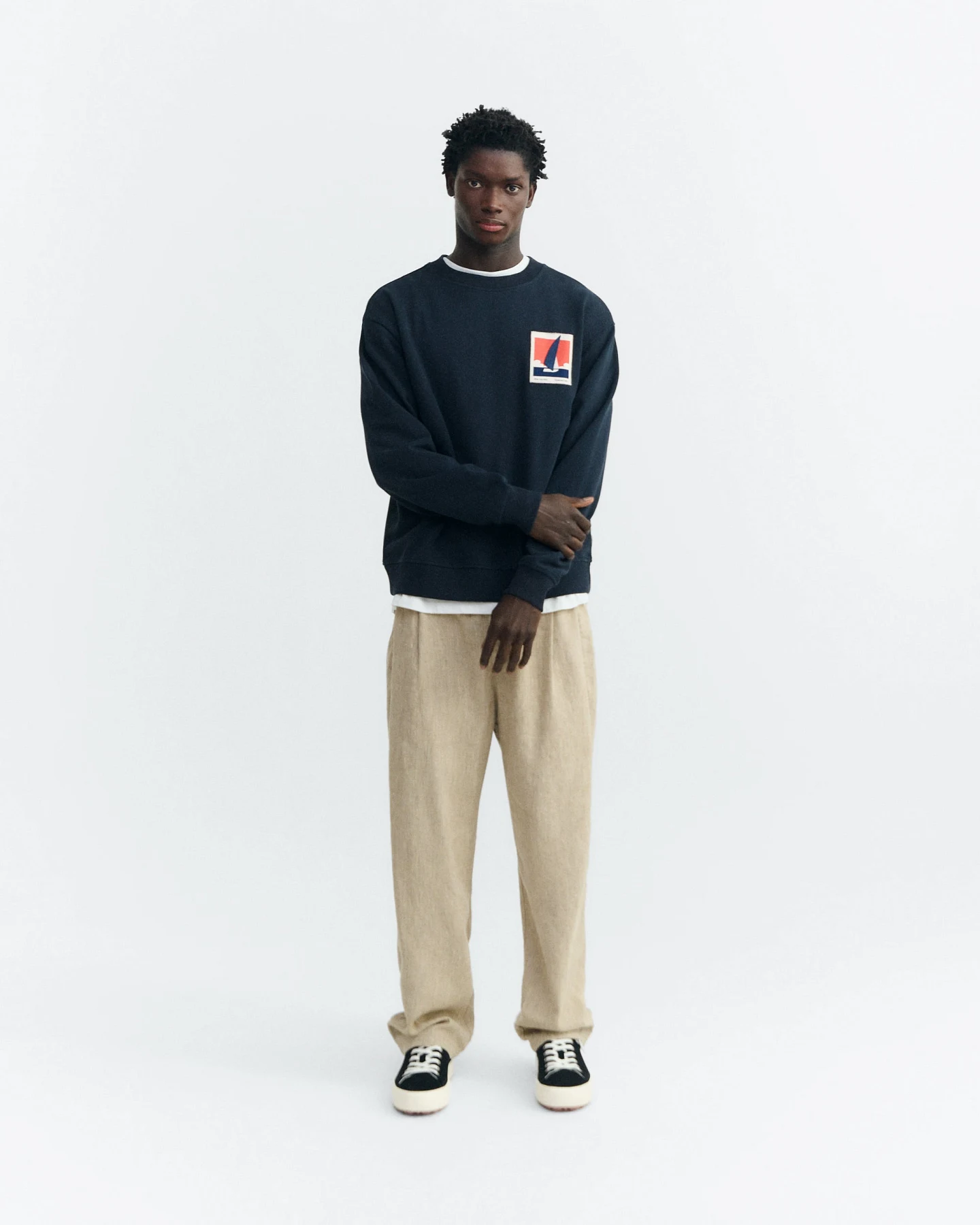 Thinking MU Herren vegan Sweatshirt Patched Optimist Leon Schwarz – Ansicht 2