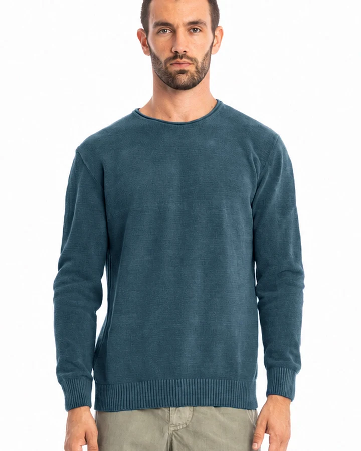RAVENS VIEW IBIZA Herren vegan Pullover Keanu Knit In Ozeanblau