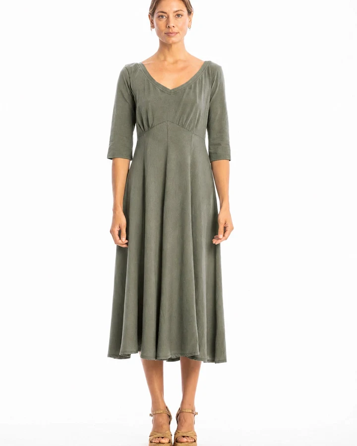 RAVENS VIEW IBIZA Damen vegan Kleid Lima Ls In Der Farbe Dust Olive