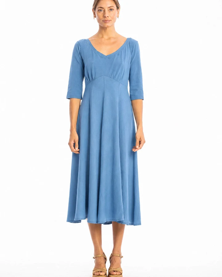 RAVENS VIEW IBIZA Damen vegan Kleid Lima Ls In Maui Blau