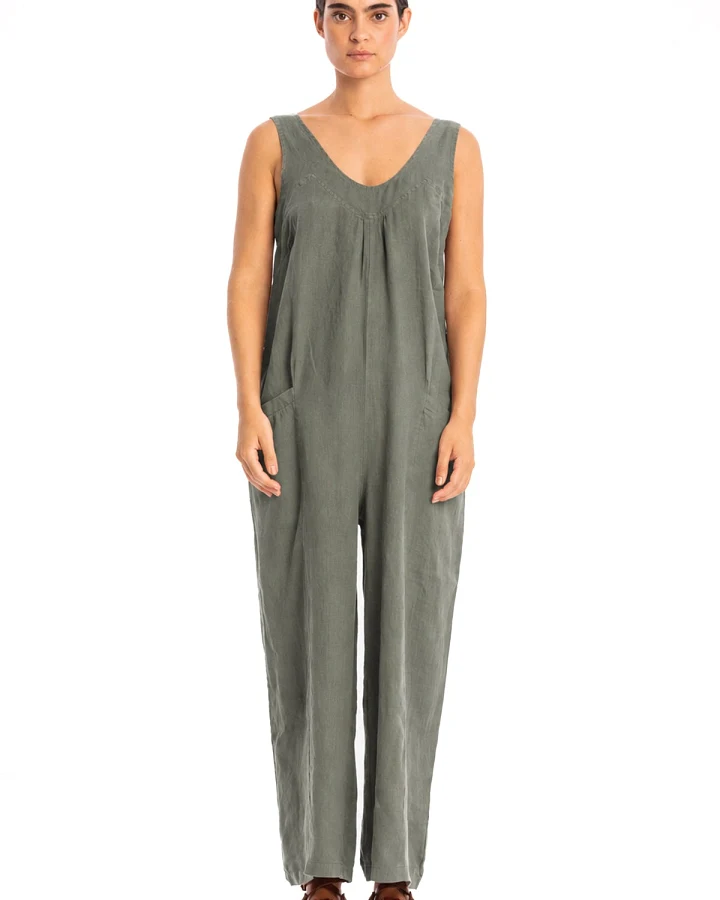 RAVENS VIEW IBIZA Damen vegan Jumpsuit Aura In Olivgrün