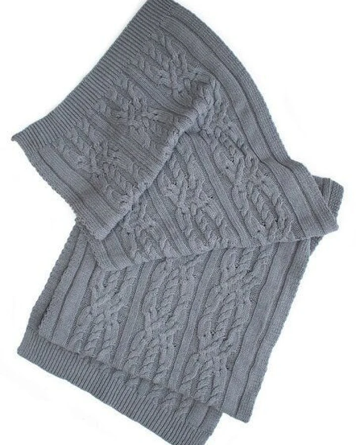 Will's Vegan Shop Geflochtene Strickschal Grau Knit Womens