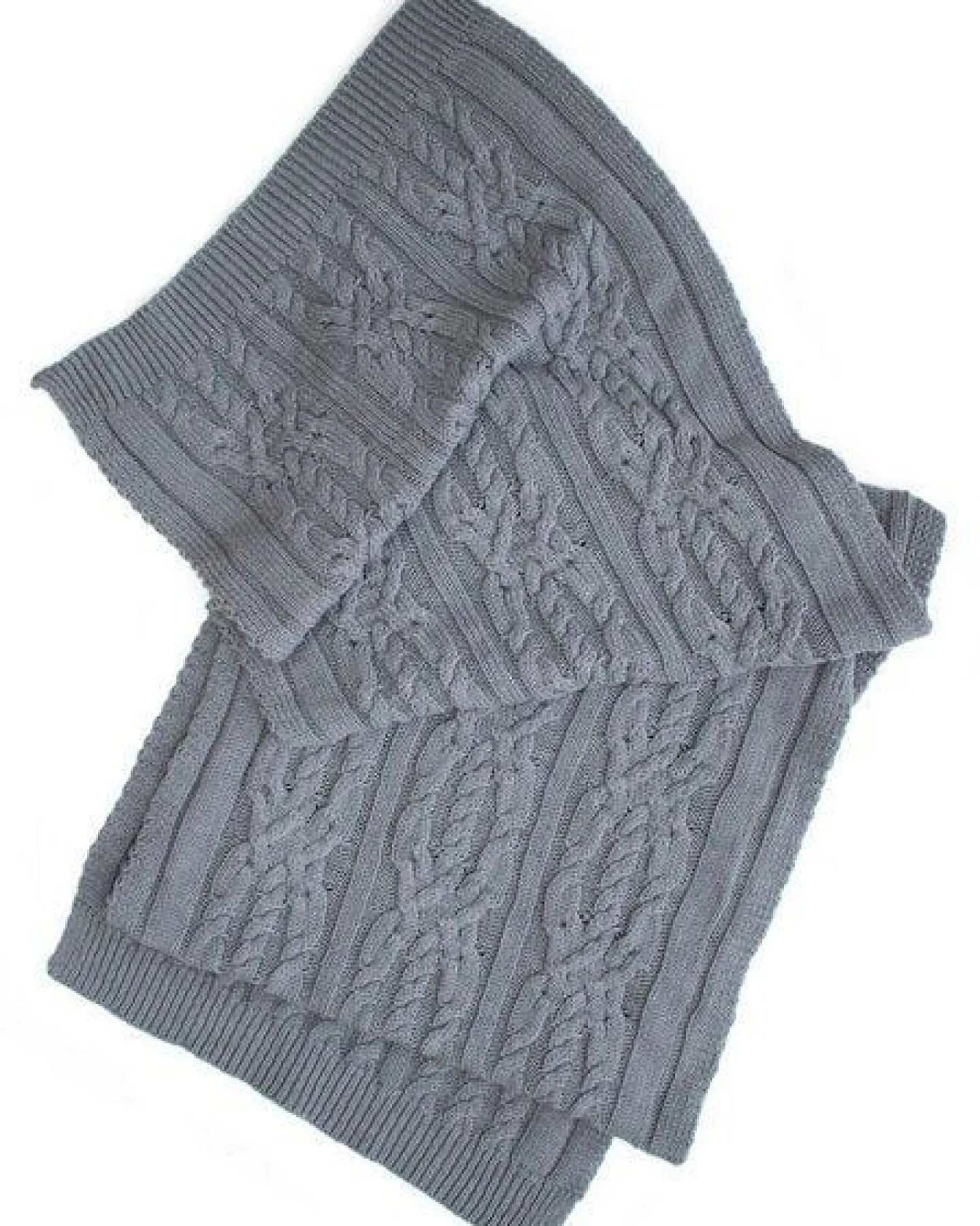 Will's Vegan Shop Geflochtene Strickschal Grau Knit Womens – Ansicht 2