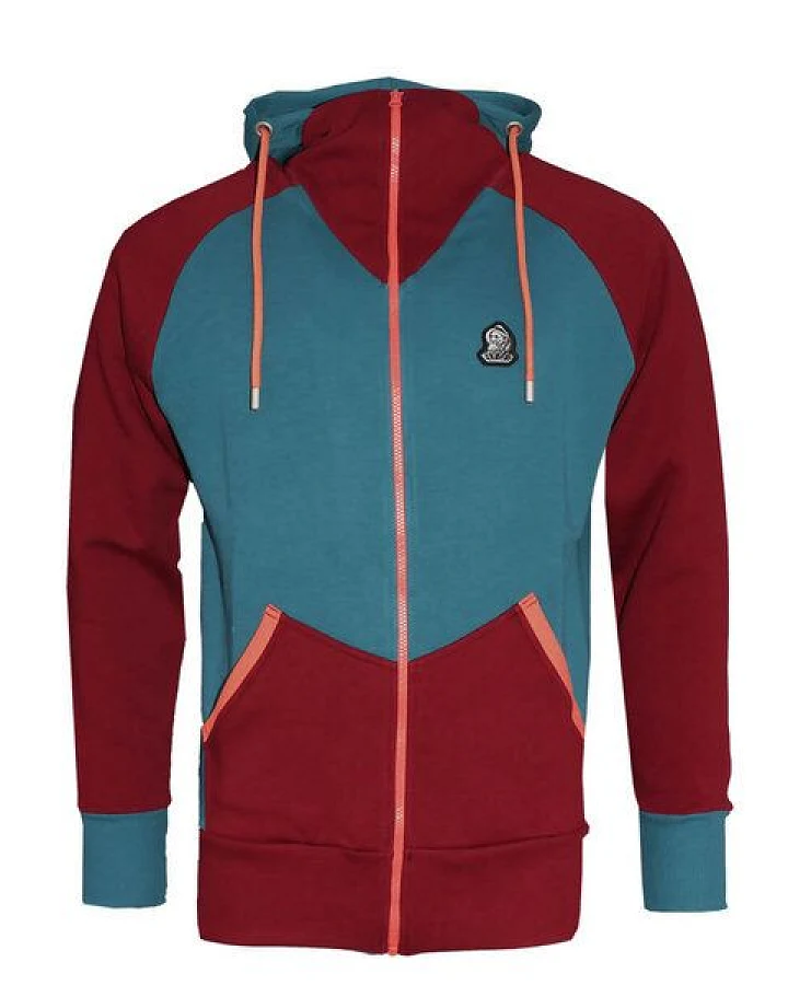 FÄDD Herren Sweatjacke aus Bio-Baumwolle "Troijer Z Heimat" Rot Türkis