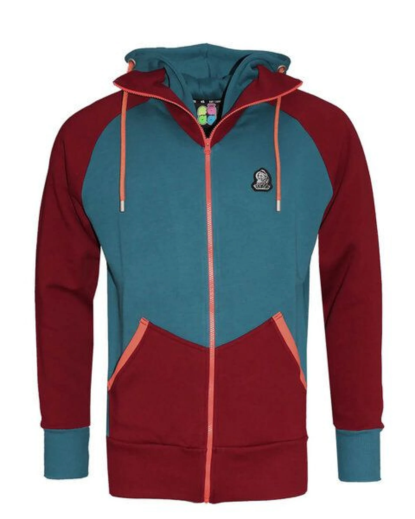 FÄDD Herren Sweatjacke aus Bio-Baumwolle "Troijer Z Heimat" Rot Türkis – Ansicht 2