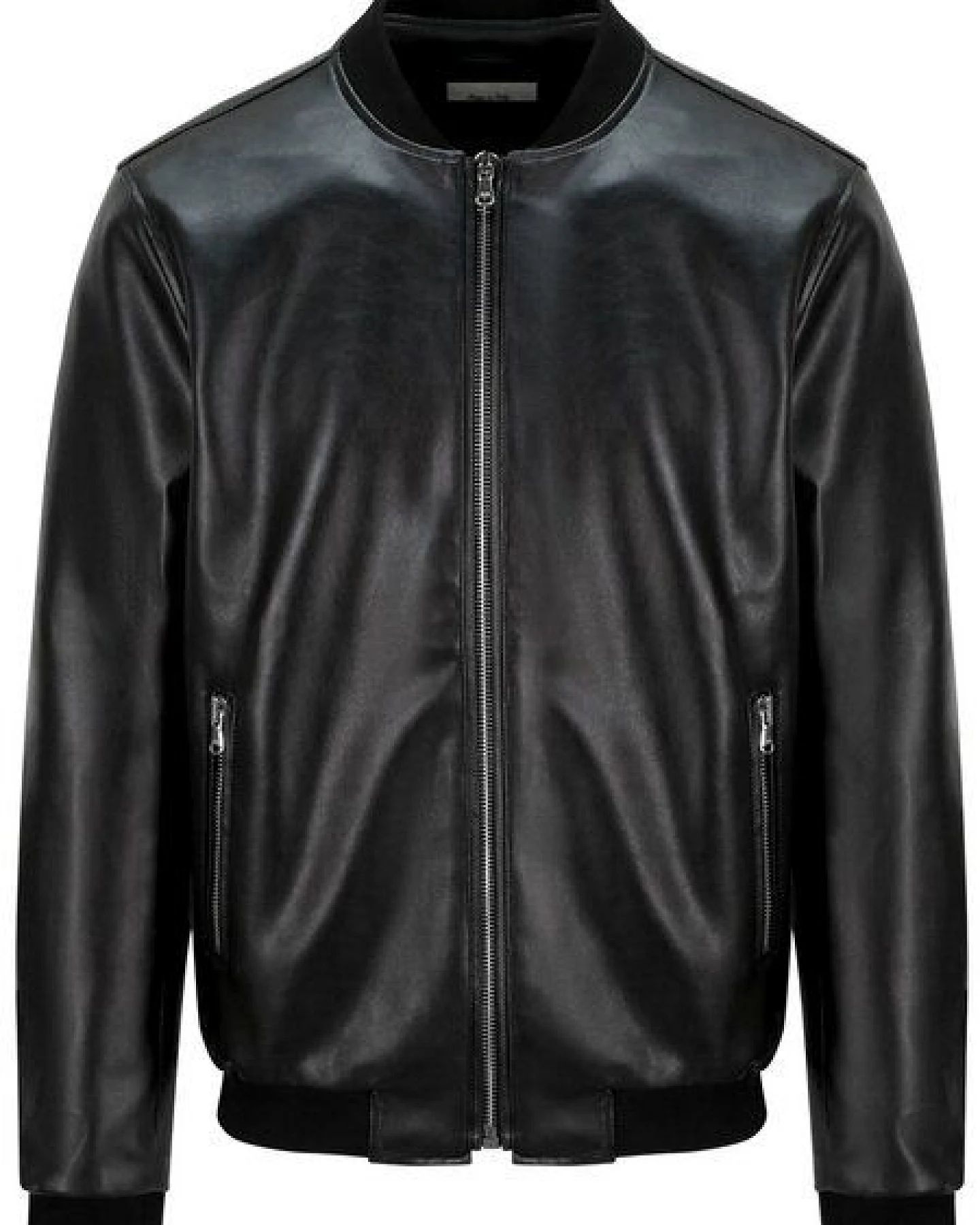 Will's Vegan Shop Bomberjacke Schwarz vegan Leder Herren – Ansicht 2