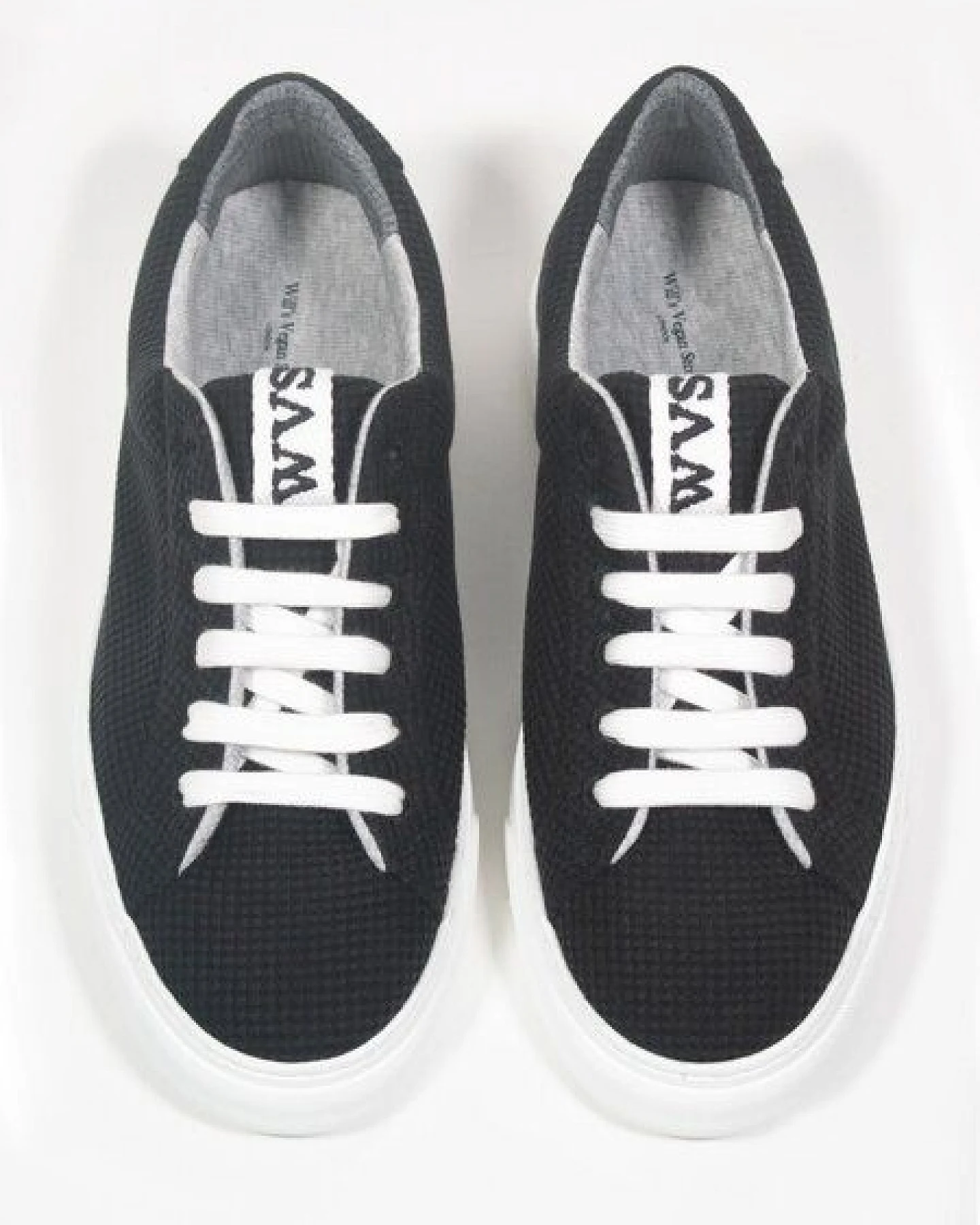 Will's Vegan Shop Biologisch abbaubare LDN Sneakers Schwarz Knit Frauen – Ansicht 4
