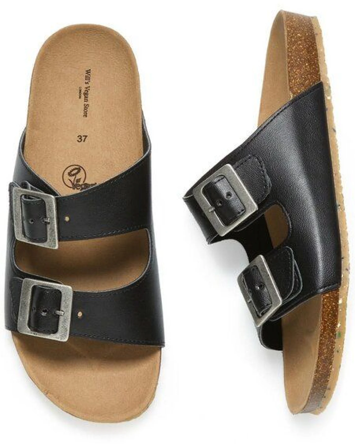 Will's Vegan Shop Zwei Riemen Sandalen mit Fußbett Damen – Ansicht 2