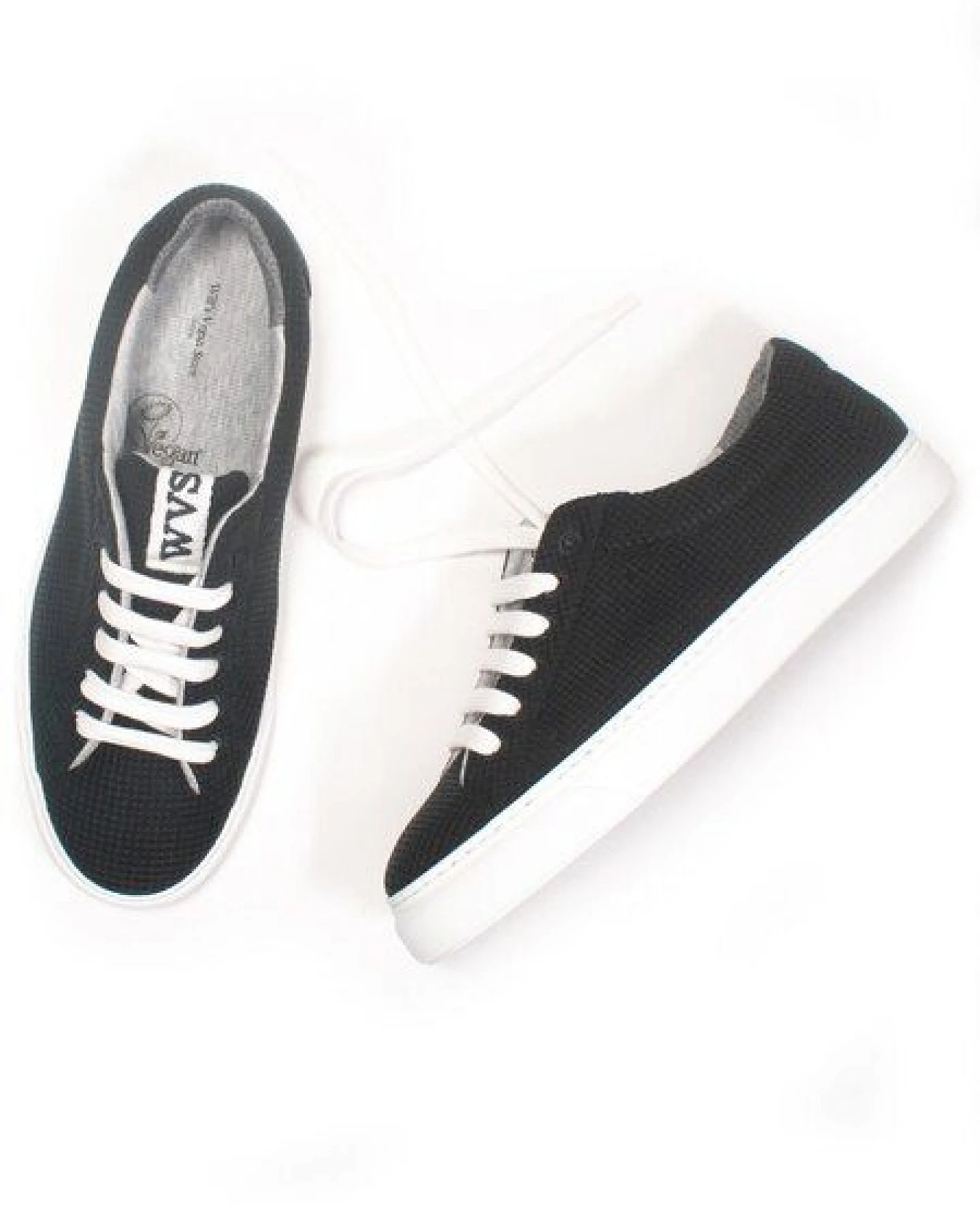 Will's Vegan Shop Biologisch abbaubare LDN Sneakers Schwarz Knit Frauen – Ansicht 2