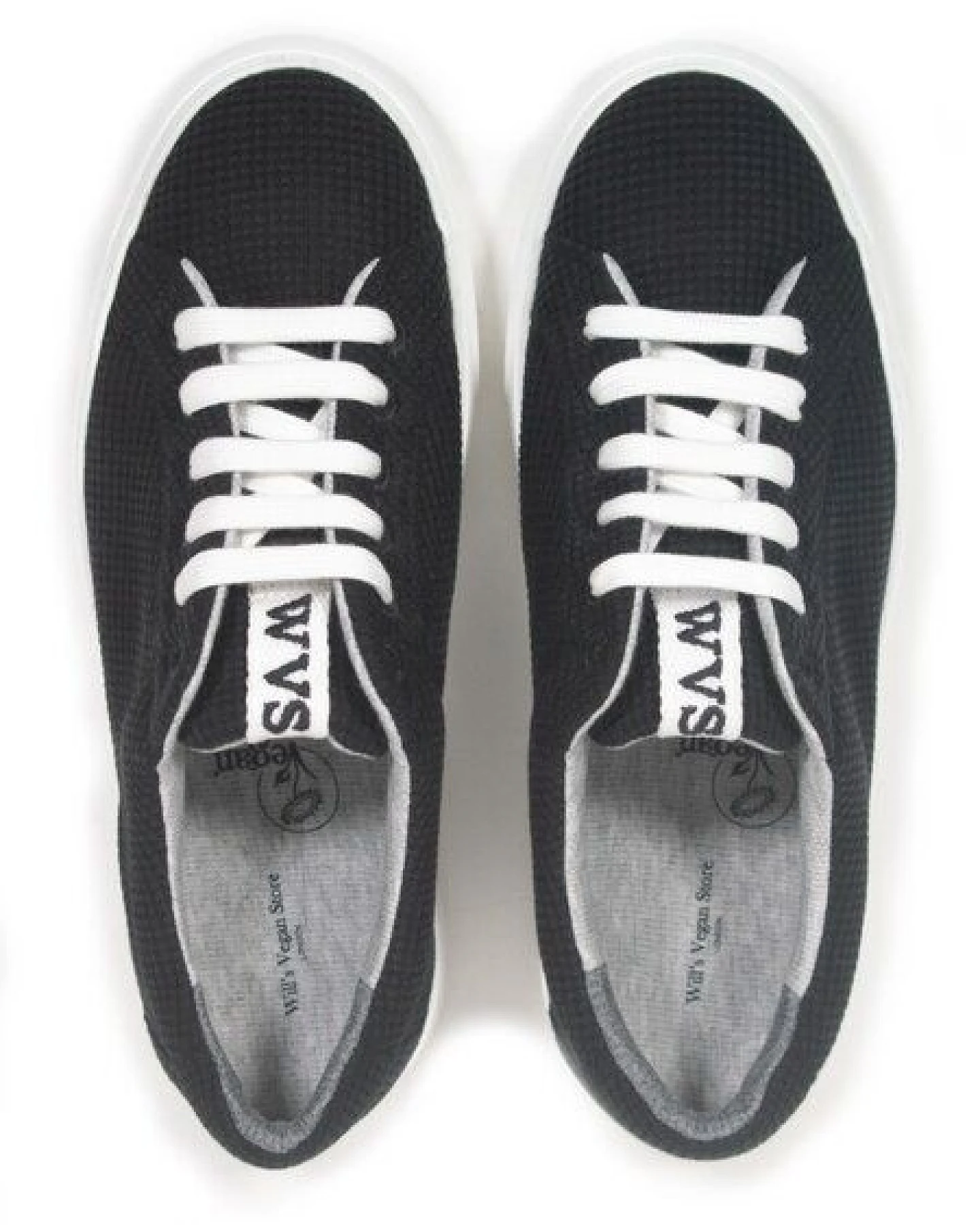 Will's Vegan Shop Biologisch abbaubare LDN Sneakers Schwarz Knit Frauen – Ansicht 3