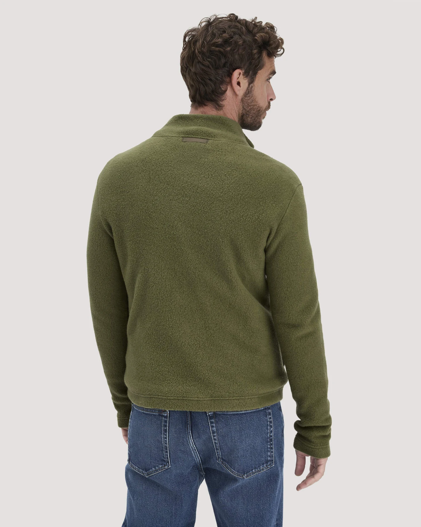 hessnatur Herren Fleece Jacke Slim aus Bio-Baumwolle - grün - Größe 52 – Ansicht 3