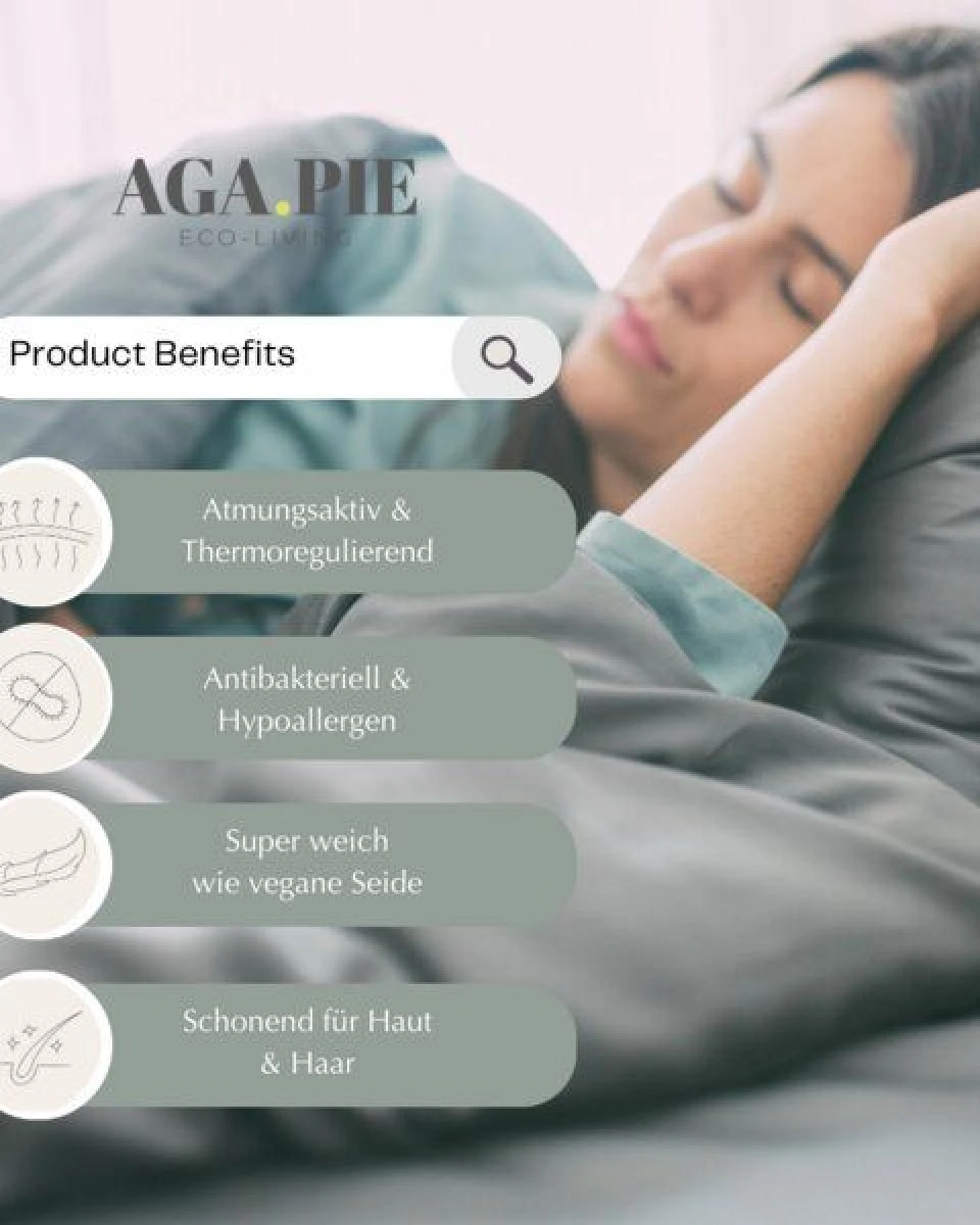 AGA.PIE Bettwäsche-Set aus 100% Lyocell aus Bambuscellulose, für Allergiker – Ansicht 4